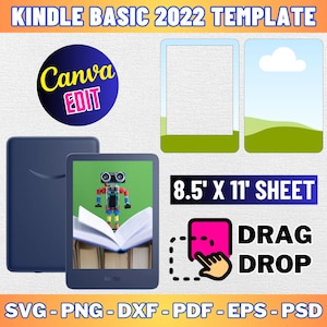 Kindle Basic 2022 Template, Kindle Basic Skin Template, Clear Case Insert Template, E-reader Template, Paperwhite Sublimation Template