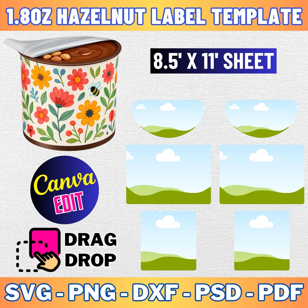 1.8oz Hazelnut Treat Label Template, Hazelnut Cocoa Spread & Biscuit ...