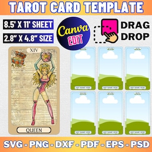 Plantilla de carta del tarot, carta del tarot personalizada, carta del tarot hecha a mano, plantilla de baraja personalizada, cartas del oráculo imprimibles, diseño de tarot, Canva editable