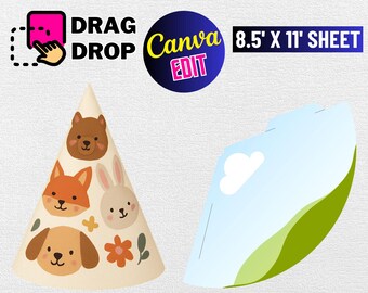 Party Hat Template SVG: Editable DIY Birthday Hat (Digital Download)