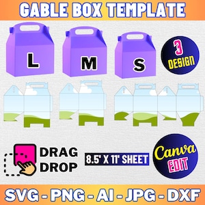 Gable Box Template Bundle, Gable Box SVG, Box Template SVG, Party Favor Box, Cricut Cut Files, Silhouette Cut Files