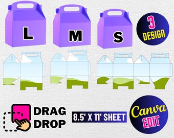 Giebel Box Vorlage Bundle: Party Geschenk Box SVG Schnittdateien (Digitaler Download)