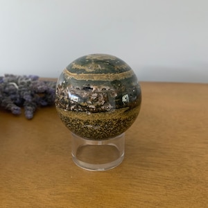 Ocean jasper sphere with stand / green ocean jasper sphere