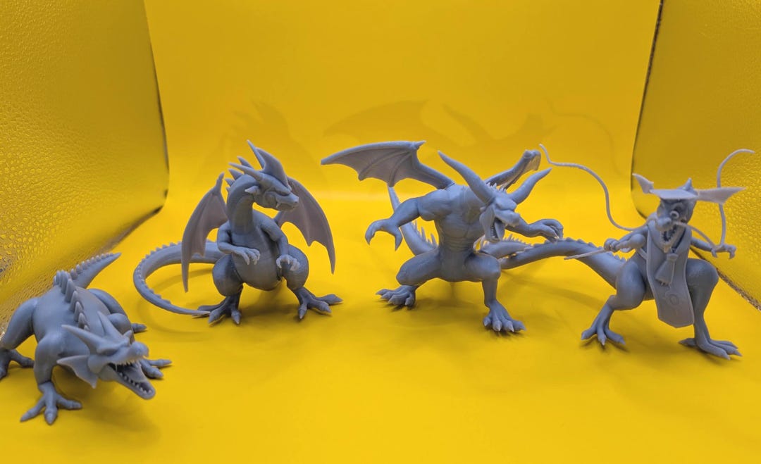 DQ XI Dragons Set of 4 | Liege Lizard, Green Dragon, Professaurus