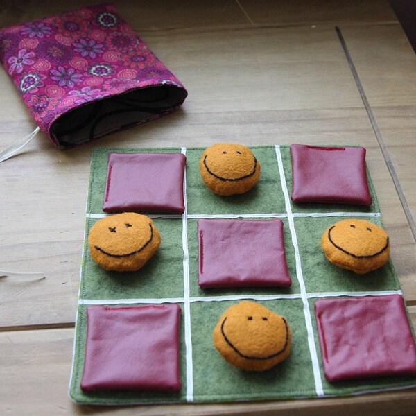 Felted wool Tic Tac Toe game