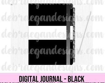 Schwarzes Digitales Journal -Goodnotes, Notability, Noteshelf- 13 Monats- und Wochenvorlagen enthalten-Hyperlinked Journal