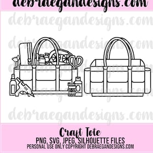 Craft Tote Cut File - SVG, PNG, JPEG, studio 3 - Silhouette Cameo, Cricut - Scrapbooking Layout, Craft Tools