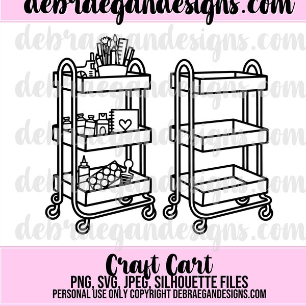 Craft Cart Cut File - 2 Styles - SVG, PNG, JPEG, studio 3 - Silhouette Cameo, Cricut - Scrapbooking Layout, Raskog, Craft Trolley