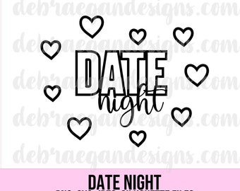 Date Night Title and Open Hearts - SVG, PNG, JPEG - Silhouette Cameo, Cricut - Cut File, Card Making, Scrapbooking