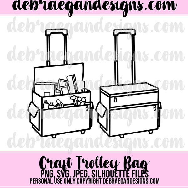 Craft Trolley Bag Cut File - 2 Styles - SVG, PNG, JPEG, studio 3 - Silhouette Cameo, Cricut - Scrapbooking Layout, Scrapbook Bag