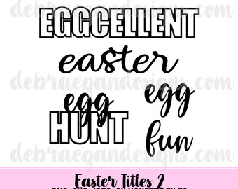 Easter Titles 2 Cut File -SVG, PNG, JPEG, .Studio 3 - Silhouette Cameo, Cricut - Scrapbook Layout, Vinyl