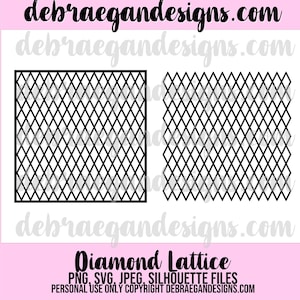 May include: Two black diamond lattice designs are shown. One is a square, and the other is a rectangle. The designs are made of intersecting lines that form diamond shapes. The text "Diamond Lattice" is at the bottom, along with file type information.