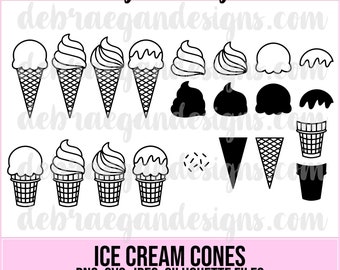 8 Styles - Soft Serve Ice Cream Cones Cut Files - SVG, PNG - Layered Ice Cream Cones, Sprinkles - Digital Cut File, Cricut, Silhouette