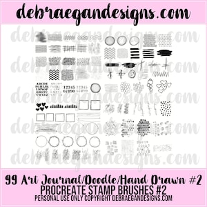 99 Art Journal/Doodle Procreate Stamp Brushes #2 - Procreate brushes, Art Journal, Journal, Digital Art, Digital Art Journal