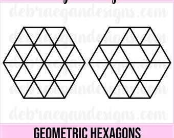 Geometric Hexagons Digital Cut File - 2 styles - SVG, PNG, JPEG - Silhouette Cameo, Cricut - Background, Hexagons, Triangles - Scrapbooking
