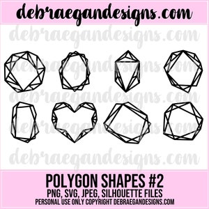 Polygon Shapes 2 Digital Cut File - 8 styles. SVG, PNG - Geometric, Frames, Shapes - Scrapbooking, Cricut, Silhouette