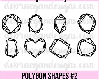 Polygon Shapes 2 Digital Cut File - 8 styles. SVG, PNG - Geometric, Frames, Shapes - Scrapbooking, Cricut, Silhouette