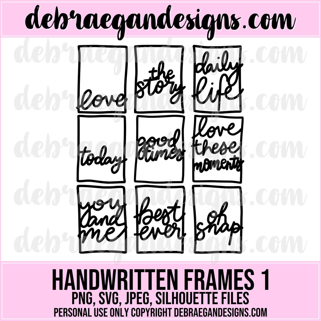 Hand Written Frames Cut File - Hand Drawn SVG, PNG, JPEG - Silhouette ...
