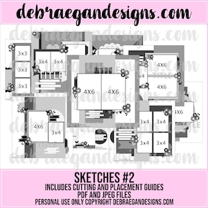 Schetsen #2 - 10 Scrapbooking-schetsen - Inclusief knip- en plaatsingsgidsen - 12x12 Scrapbook-schetsen, Scrapbook-indeling, PDF-boek, ebook
