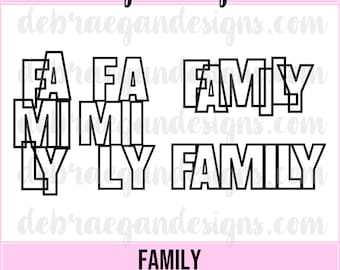File di taglio del titolo della famiglia - 4 stili - SVG, PNG, JPEG - Silhouette Cameo, Cricut - File di taglio, Creazione di carte, Scrapbooking - File di taglio digitale