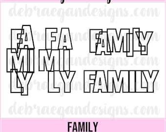 Family Title Cut File - 4 Styles - SVG, PNG, JPEG - Silhouette Cameo, Cricut - Cut File, Card Making, Scrapbooking - Digital Cut File