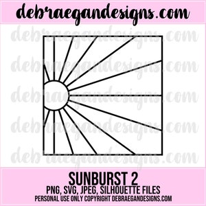 Sunburst 2 Digital geschnitten Datei - 12x12 - SVG, PNG, JPEG - Silhouette Cameo, Cricut - Sommer, Sonne, Sonnenschein, Scrapbooking