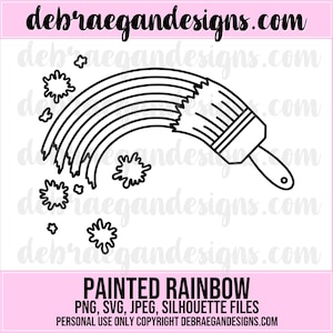 Bemalter Regenbogen Digital geschnitten Datei - SVG, PNG, JPEG - Silhouette Cameo, Cricut - Malerei, Regenbogen, Paintbrush - Scrapbooking