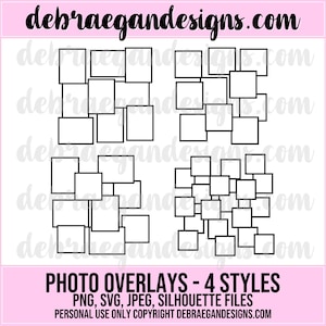 Superposiciones de fotos de álbumes de recortes - 4 estilos - SVG, PNG, JPEG - Silueta, Cricut - Grupos de marcos de fotos, Marcos de fotos, Diseño de álbumes de recortes