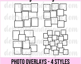 Scrapbook Photo Overlays - 4 Styles - SVG, PNG, JPEG - Silhouette, Cricut - Photo Frame Clusters, Photo Frames, Scrapbook Layout