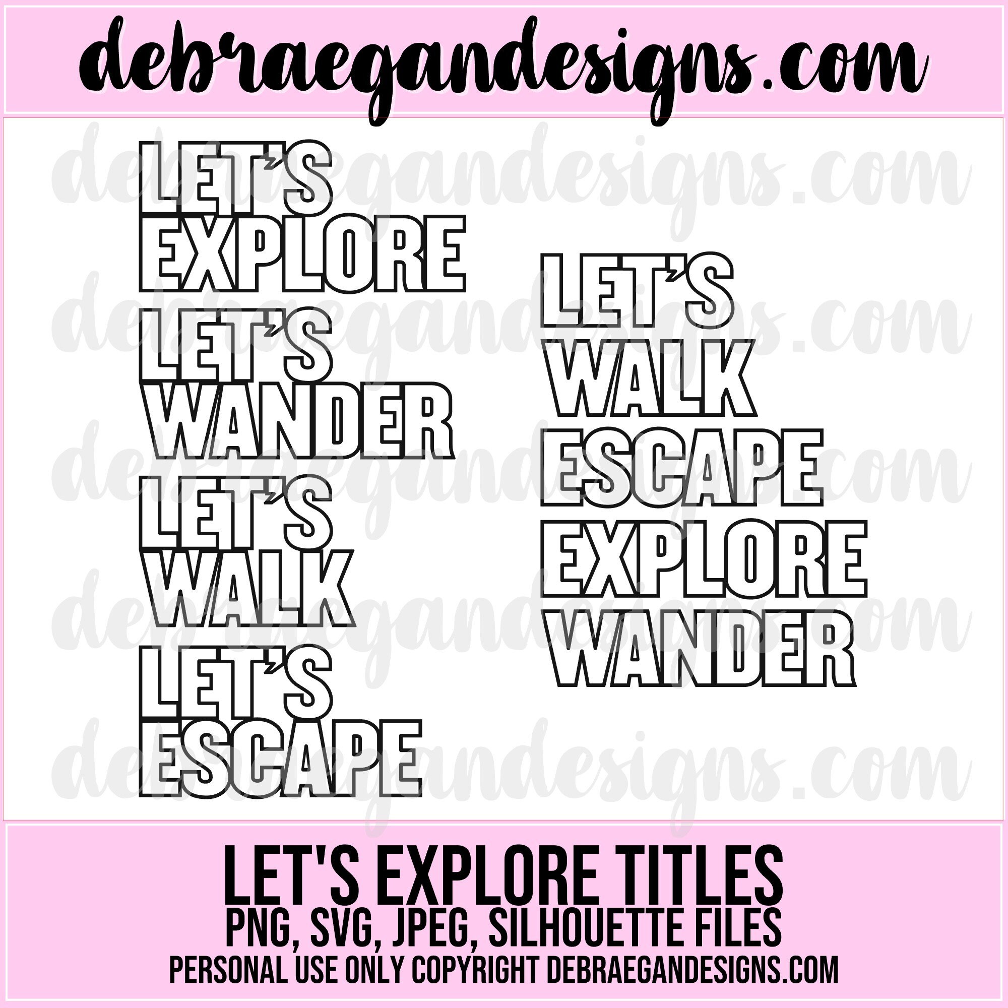 Lassen Sie uns Titel erkunden - 4 Stile - SVG, PNG, JPEG - Silhouette Cameo, Cricut - Cut File, Card Making, Scrapbooking - Digital Cut File