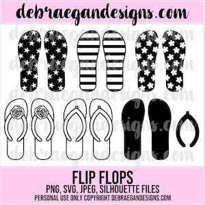 Flip Flops Digital Cut File - 5 Styles - SVG, PNG - Layers, Summer, Beach, Flip Flop - Scrapbooking, Cricut, Silhouette