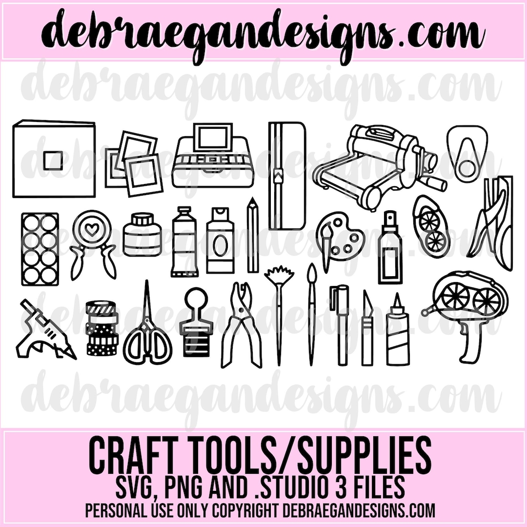27 Craft Tools/supplies Cut File -SVG, PNG, .studio 3- Individual Pngs ...