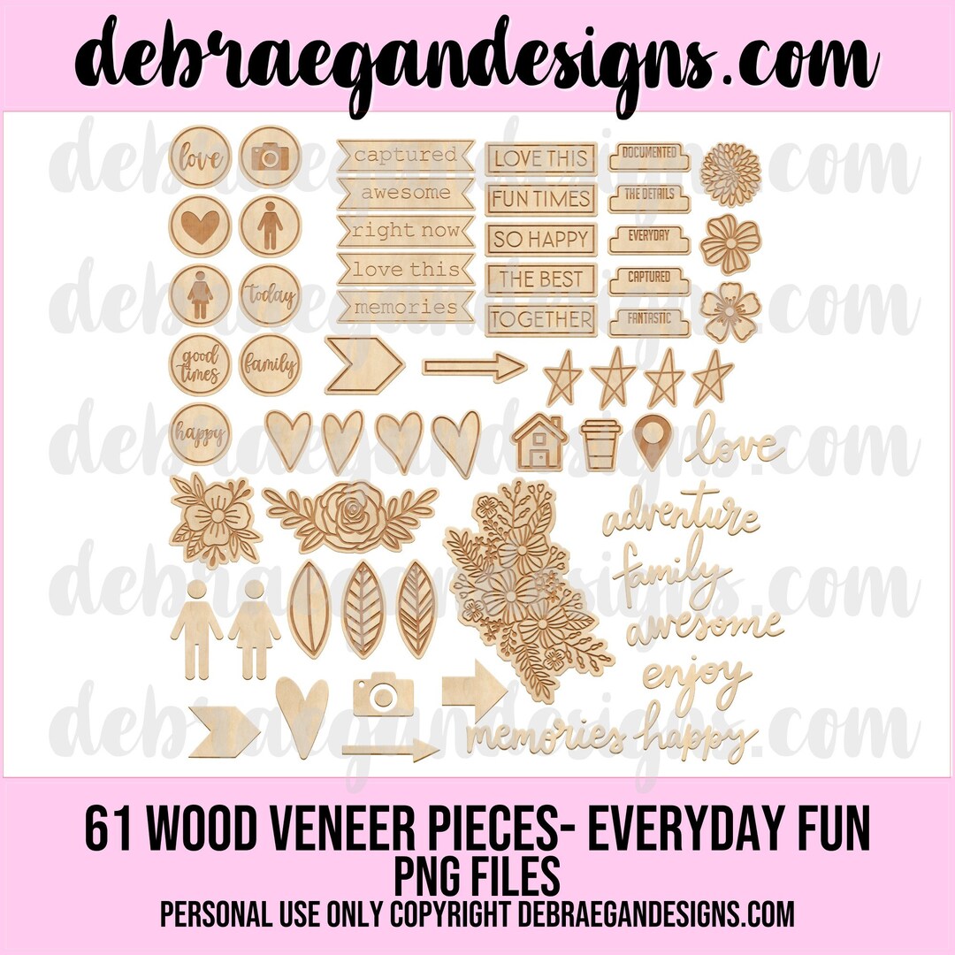 61 Digital Wood Veneers- (everyday Fun) - Scrapbooking, Digital ...