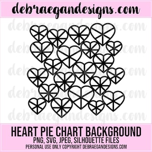 Hart cirkeldiagram achtergrond digitaal gesneden bestand - SVG, PNG, JPEG - Silhouette Cameo, Cricut - harten, cirkeldiagrammen, achtergrond, Scrapbooking