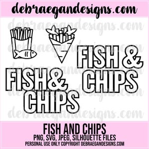 Fisch und Chips Digital Cut Datei - 2 Styles - SVG, PNG, JPEG - Cricut, Cameo - Essen, Pommes, Imbiss, Fast Food, Scrapbooking