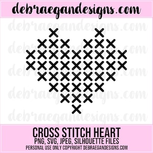 Cross Stitch Heart Digital Cut File - SVG, PNG, JPEG - Silhouette Cameo, Cricut - Cut File, Scrapbooking, Pocket Pages