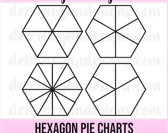 Archivo de corte digital de gráficos circulares hexagonales - 4 estilos - SVG, PNG, JPEG - Silhouette Cameo, Cricut - Hexágonos en rodajas, - Scrapbooking