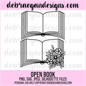 Boek openen - 2 stijlen - SVG, PNG, JPEG - Silhouette Cameo, Cricut - Cut File, Card Making, Scrapbooking - Open boekpagina's, boekpagina's