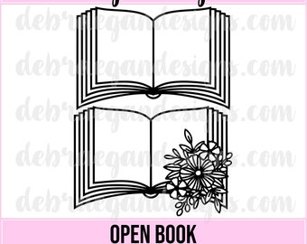 Open Book- 2 Styles - SVG, PNG, JPEG - Silhouette Cameo, Cricut - Cut File, Card Making, Scrapbooking - Open Book Pages, Book Pages