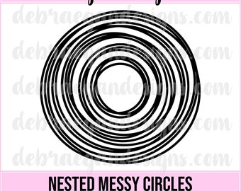 Nested Messy Circles - SVG, PNG, JPEG - Silhouette Cameo, Cricut - Cut File, Card Making, Scrapbooking - Five Messy Circles, Nested Circles