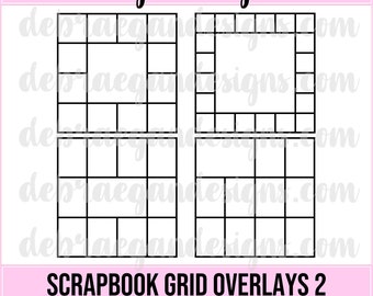 Scrapbook Grid Overlays 2 - 4 Styles - SVG, PNG, JPEG - Cricut, Silhouette - Grid Layout, Scrapbook Layout, Scrapbook Cut File, Photo Grid