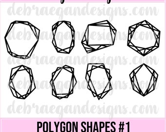 Polygon Shapes 1 Digital Cut File - 8 styles. SVG, PNG - Geometric, Frames, Shapes - Scrapbooking, Cricut, Silhouette