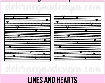 Lines and Hearts Background Cut File- 2 Styles - SVG, PNG, JPEG - Silhouette Cameo, Cricut - Cut File, Scrapbooking - Digital Cut File