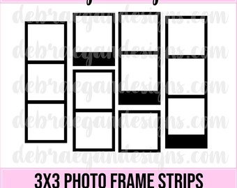 3x3 Photo Frame Strips - SVG, PNG, JPEG - Silhouette Cameo, Cricut - Frame, Photo collage, Photo Strip, Scrapbooking