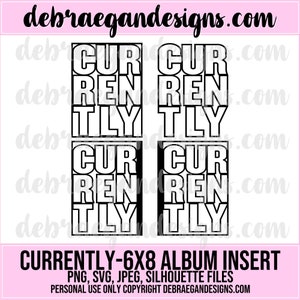 Currently 6x8 Album Insert Digital Cut File - 4 styles - SVG, PNG, JPEG - Silhouette Cameo, Cricut -  Scrapbooking