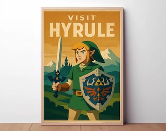 Poster di viaggio di Hyrule, stampa artistica di Legend of Zelda