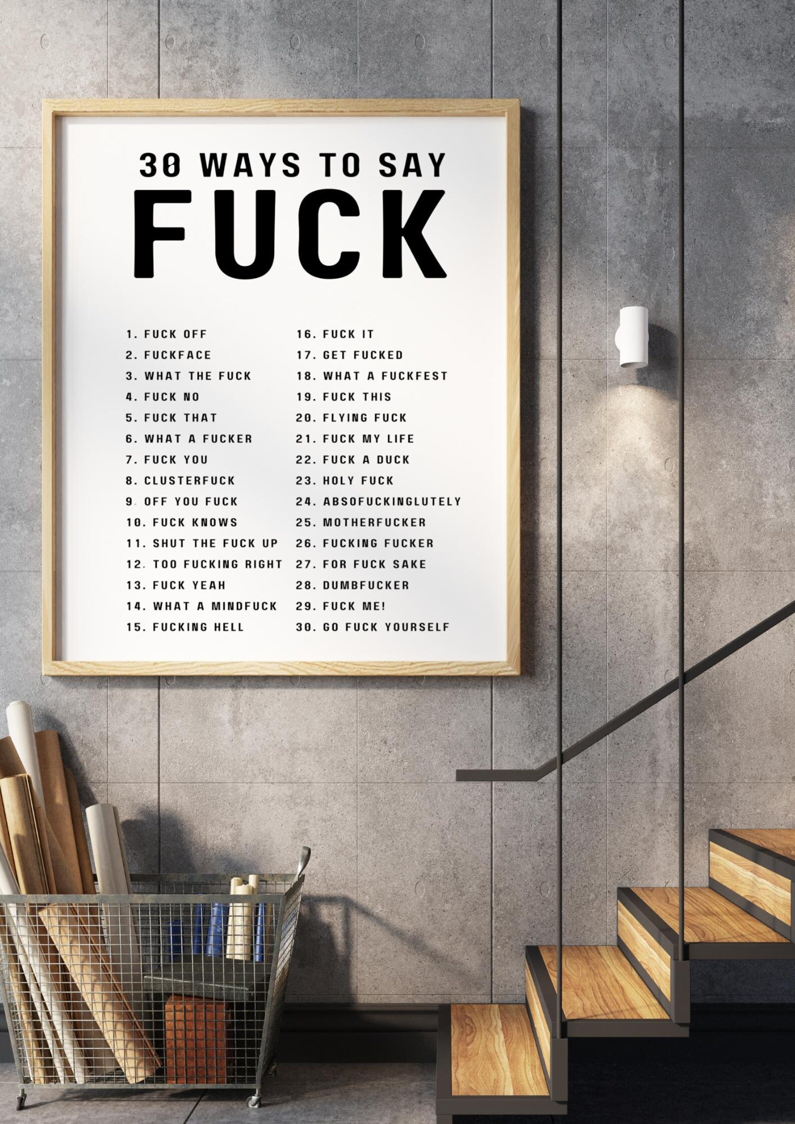 30 Ways to Say "fuck", Modern Wall Decor, Quote Wall Art, Minimalistic ...
