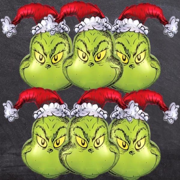 6pc Grinchmas foil balloons for birthday Party supplies baby shower boy girl theme celebration gift decoration