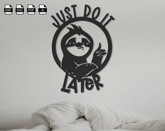 ナマケモノの壁アート：後でやるだけ、レーザーカットファイル（デジタルダウンロード）