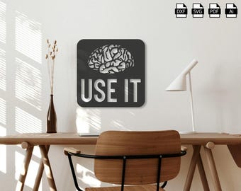 ブレイン「Use It」ウォールアート：レーザーカットファイル（デジタルダウンロード）